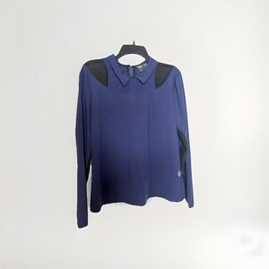 Foray Golf Women's Quarter Zip Pullover Polo Top Navy Blue size XL Preppy